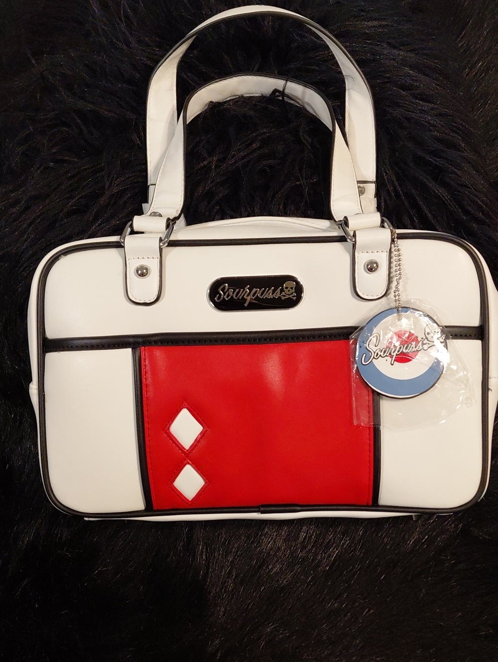 Sourpuss White & Red Retro Tote Bag by Sourpuss